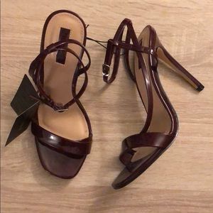 Burgundy strap high heels